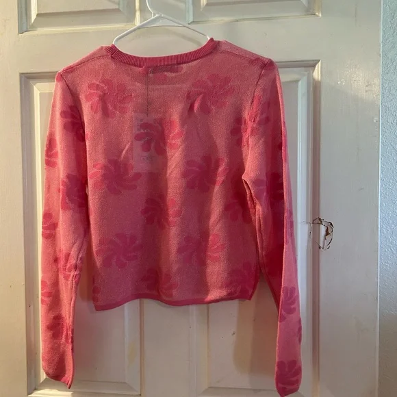 Zara Pink Floral Knit Crewneck Sweater - Picture 2 of 2